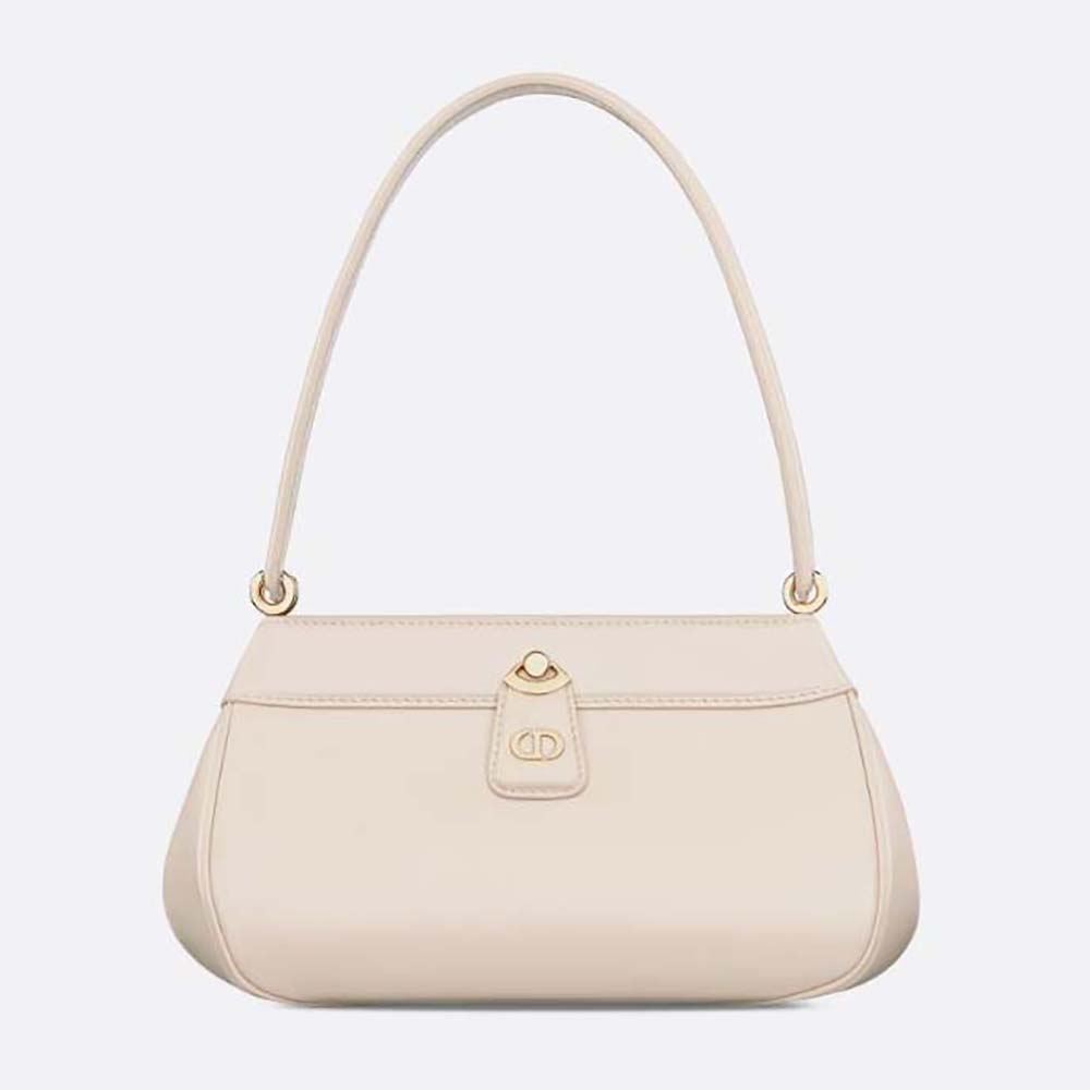 Front view of Dior Women Small Dior Key Bag Dusty Ivory Box Calfskin