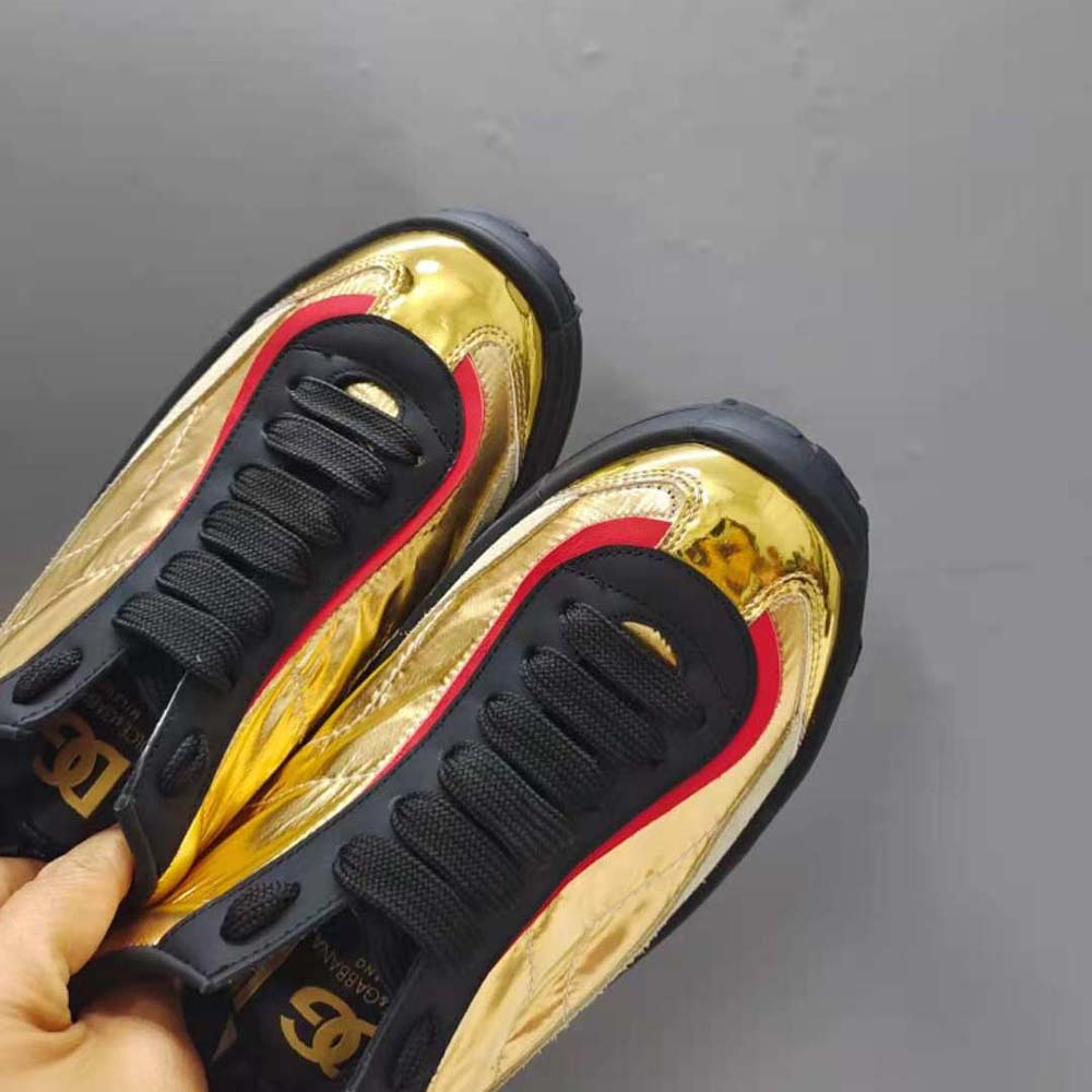Dolce Gabbana D&G Men Mixed-material Old Runner Sneakers-Gold - image 6