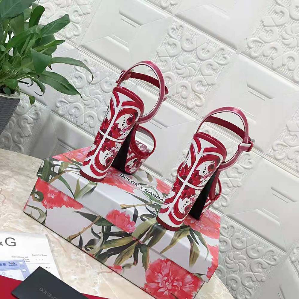 Dolce Gabbana D&G Women Printed Polished Calfskin Platform Sandals - image 10