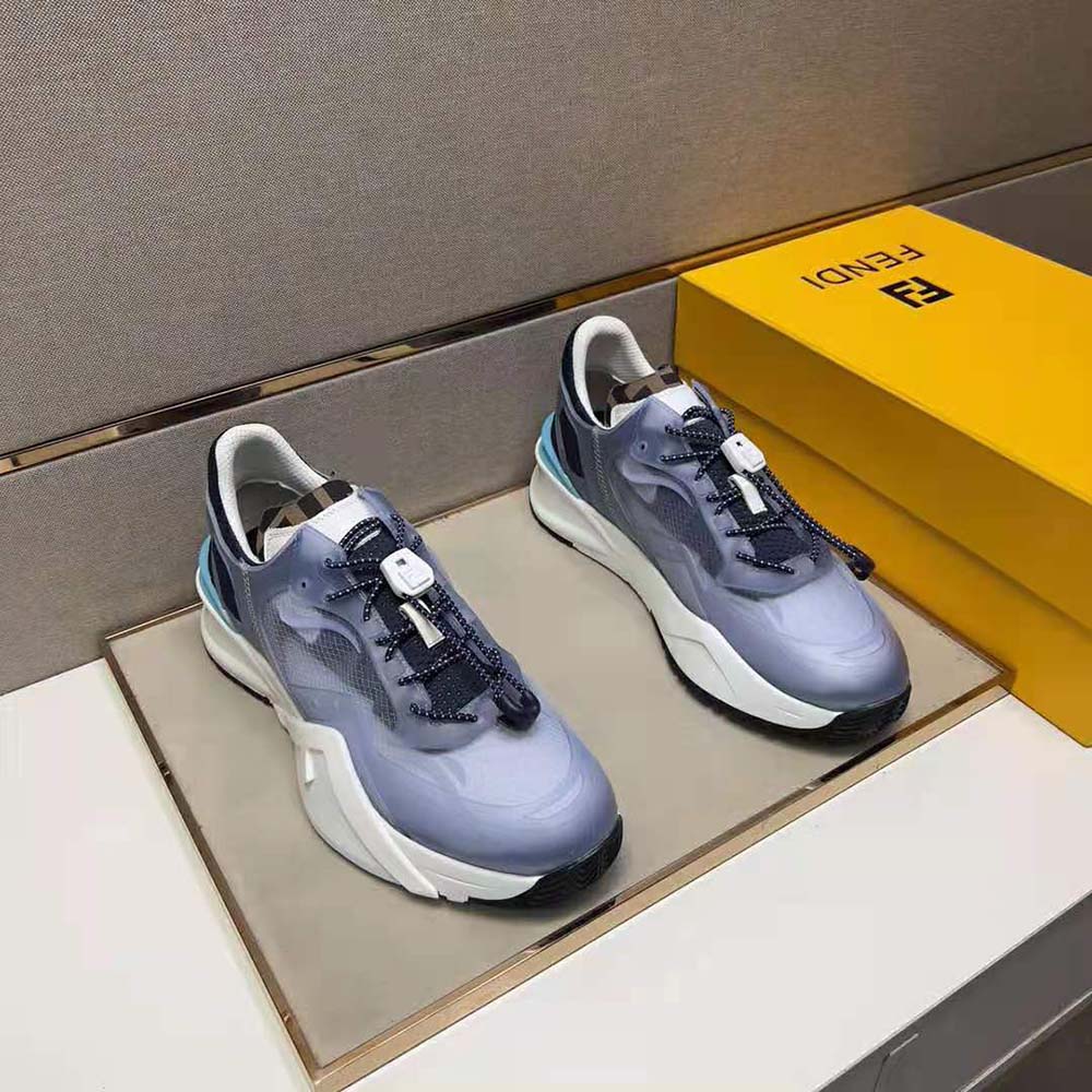 Fendi Men Flow Light Blue Nylon Low-tops - image 4