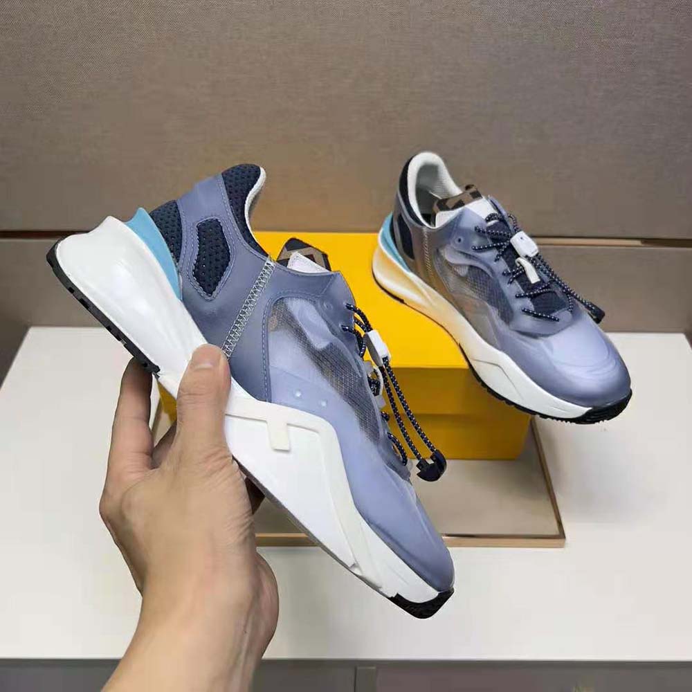 Fendi Men Flow Light Blue Nylon Low-tops - image 8