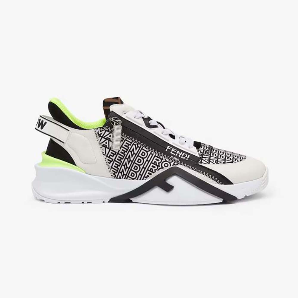 Side view of Fendi Men Flow White Nylon Fendi by Marc Jacobs Running Sneakers
