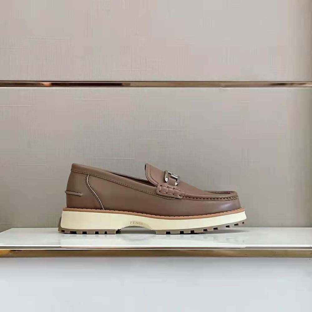 Fendi Men O’Lock Loafers Brown Leather - image 4