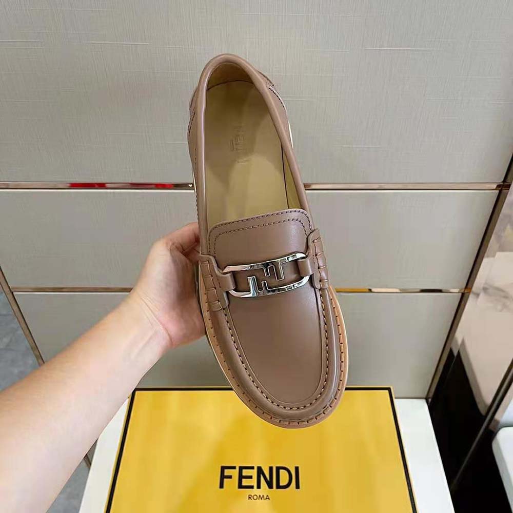 Fendi Men O’Lock Loafers Brown Leather - image 7