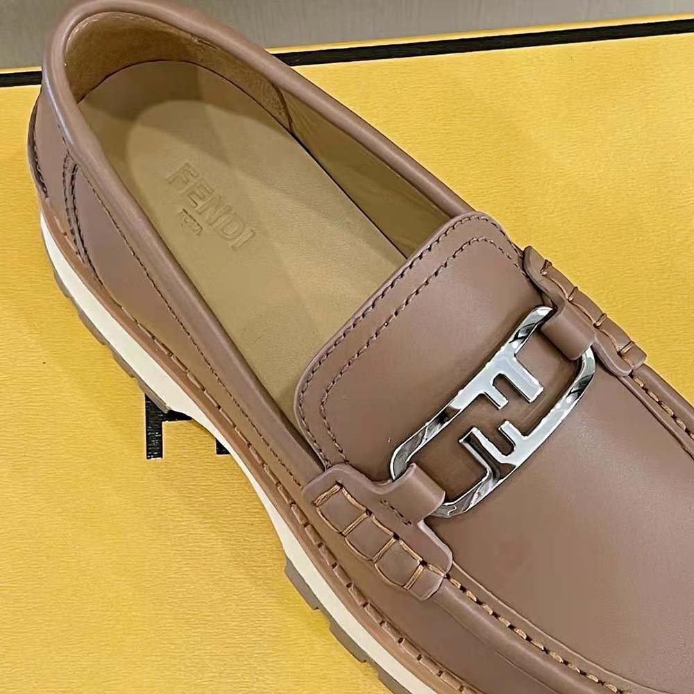 Fendi Men O’Lock Loafers Brown Leather - image 9