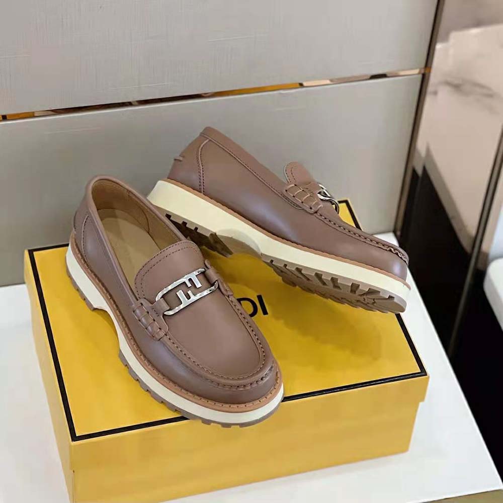 Fendi Men O’Lock Loafers Brown Leather - image 5