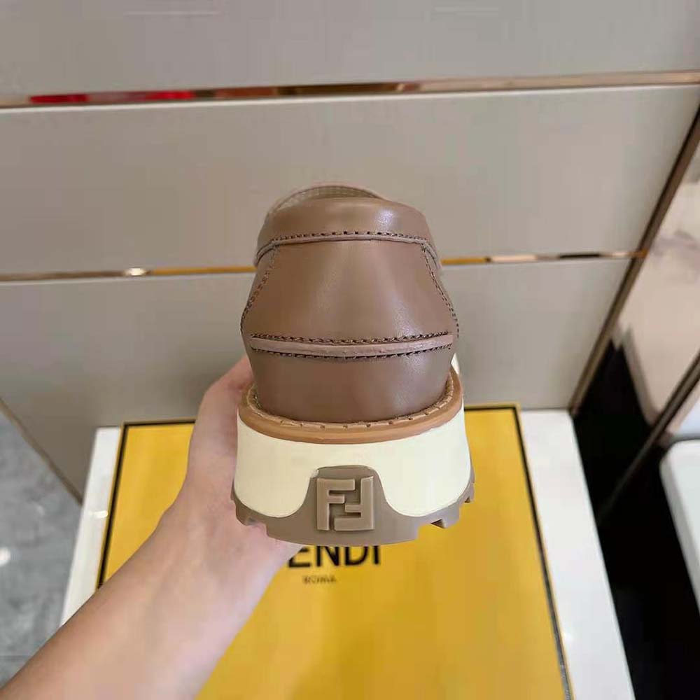 Fendi Men O’Lock Loafers Brown Leather - image 8