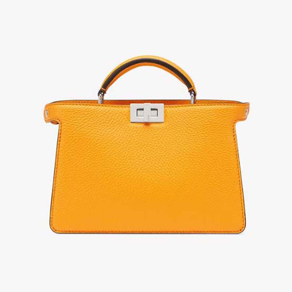 Front angle of Fendi Men Peekaboo ISeeU XCross Orange Leather Bag