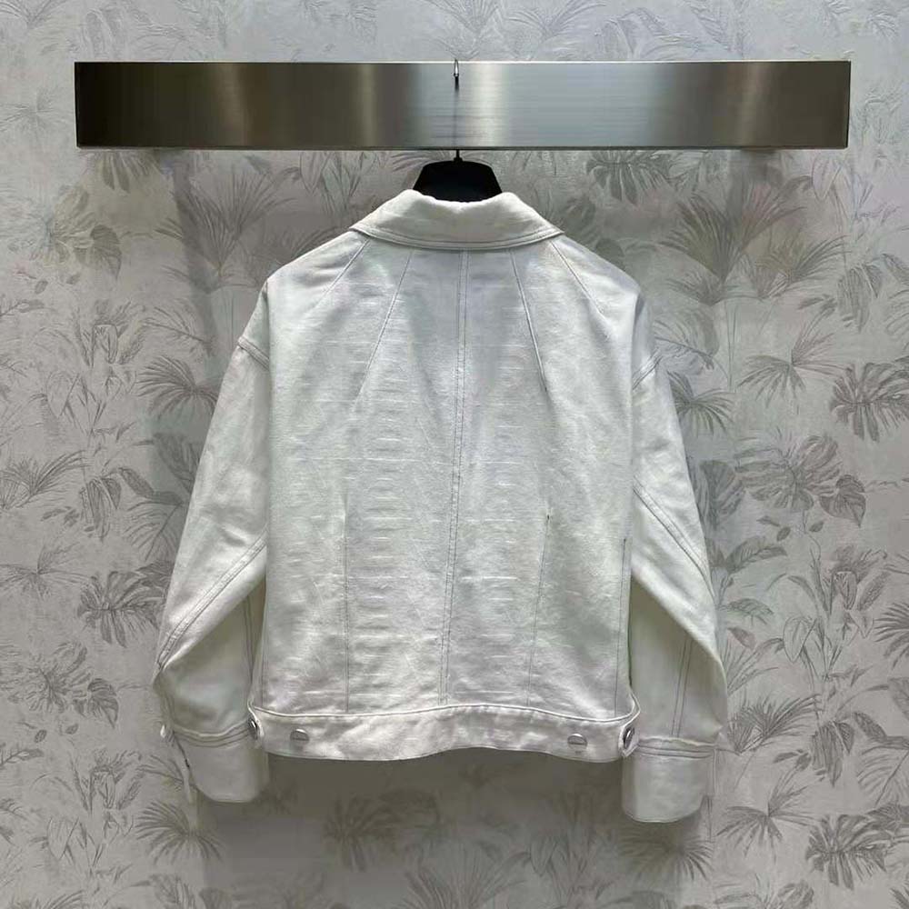 Side angle showing silhouette of Fendi White Denim Fendi by Marc Jacobs Jacket