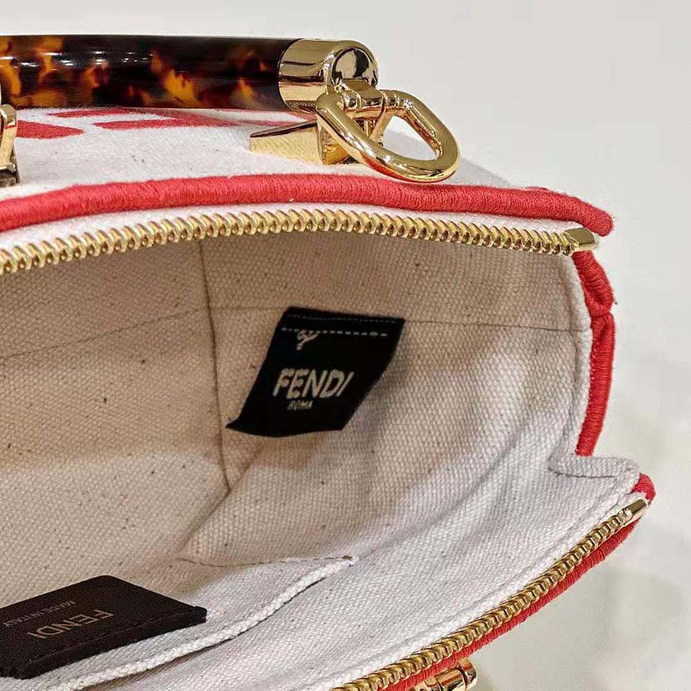 Fendi Women By The Way Mini Beige Canvas Small Boston Bag - image 9