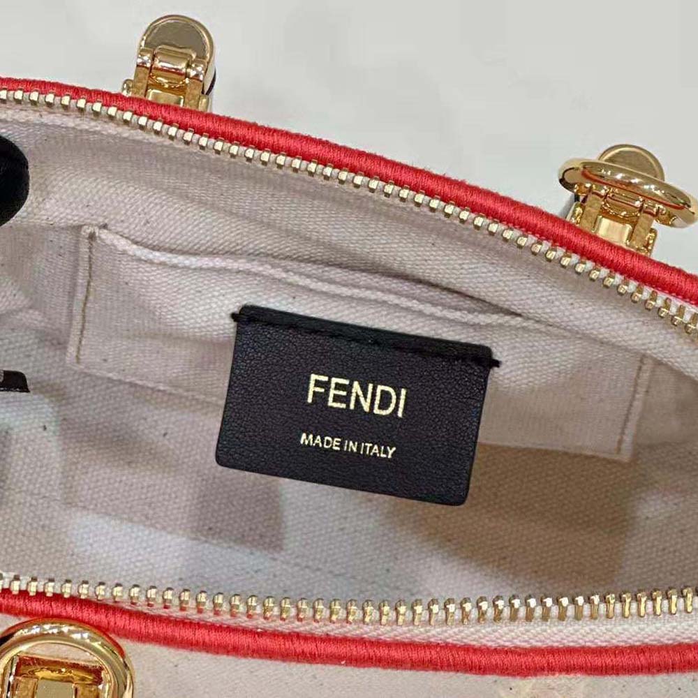Fendi Women By The Way Mini Beige Canvas Small Boston Bag - image 8