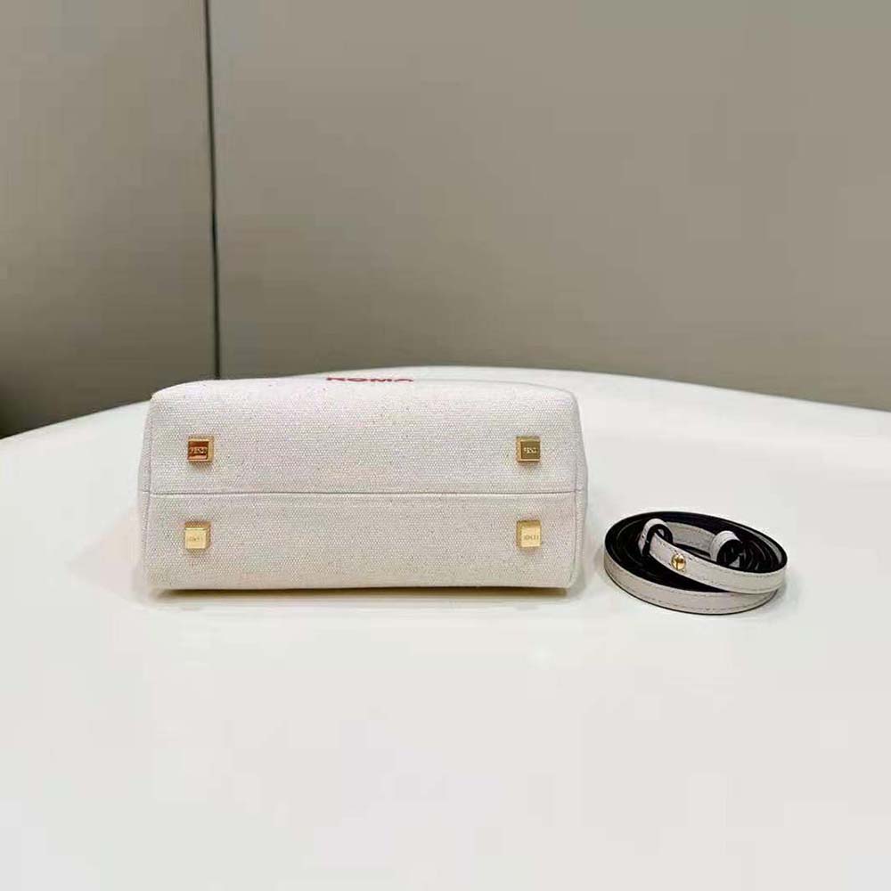 Fendi Women By The Way Mini Beige Canvas Small Boston Bag - image 5