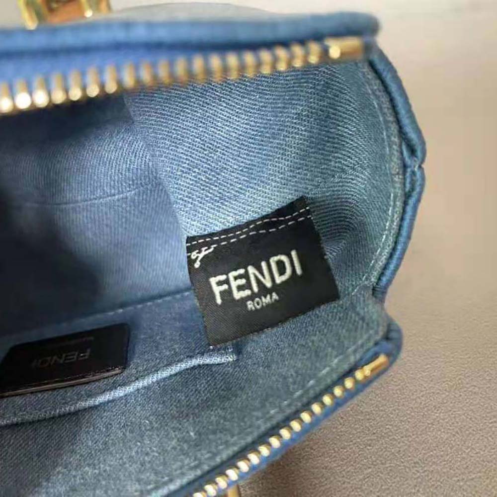 Fendi Women By The Way Mini Light Blue Denim Small Boston Bag - image 9