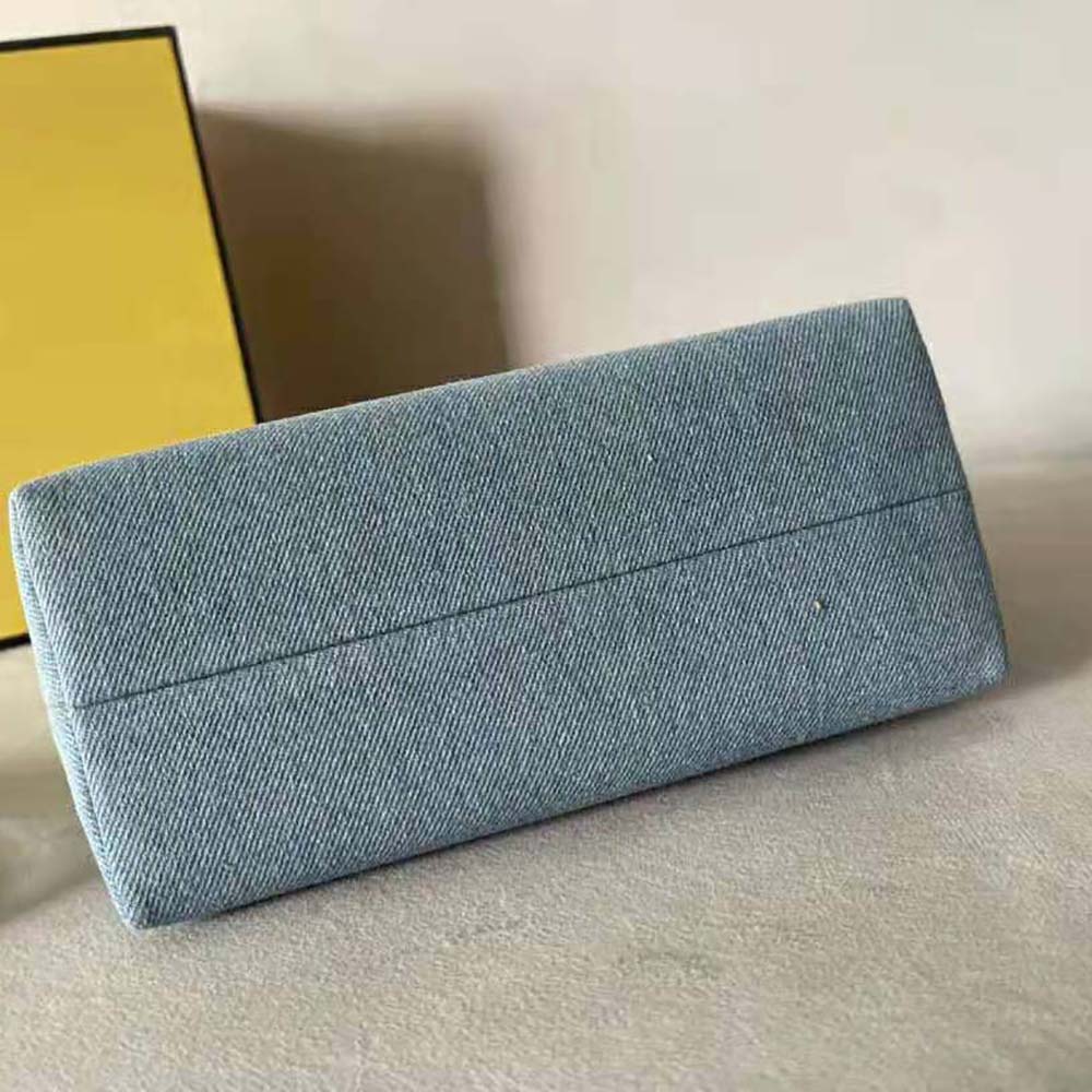 Fendi Women By The Way Mini Light Blue Denim Small Boston Bag - image 7