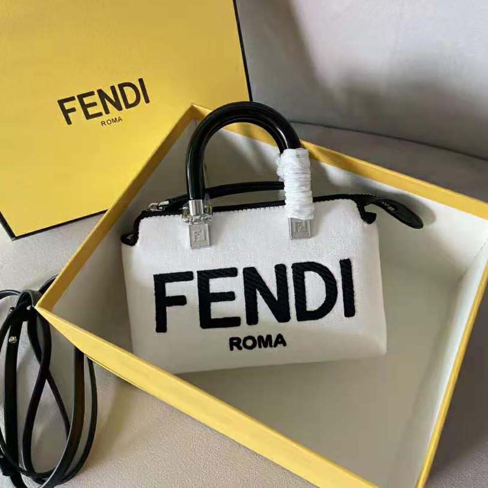 Close-up of gold-tone Fendi hardware on the small Boston bag