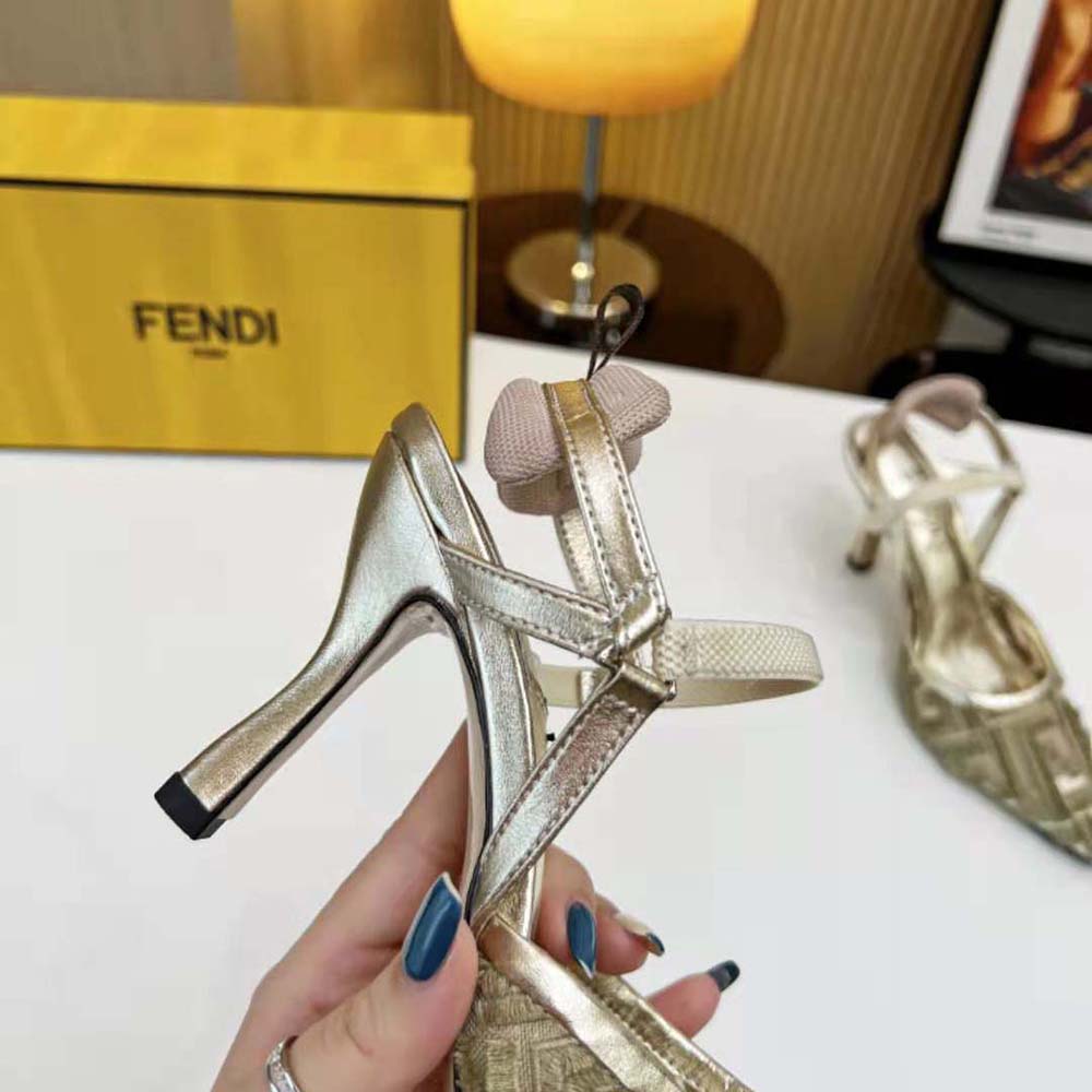 Fendi Women Colibrì Lite Gold Mesh High-Heeled Slingbacks - image 9