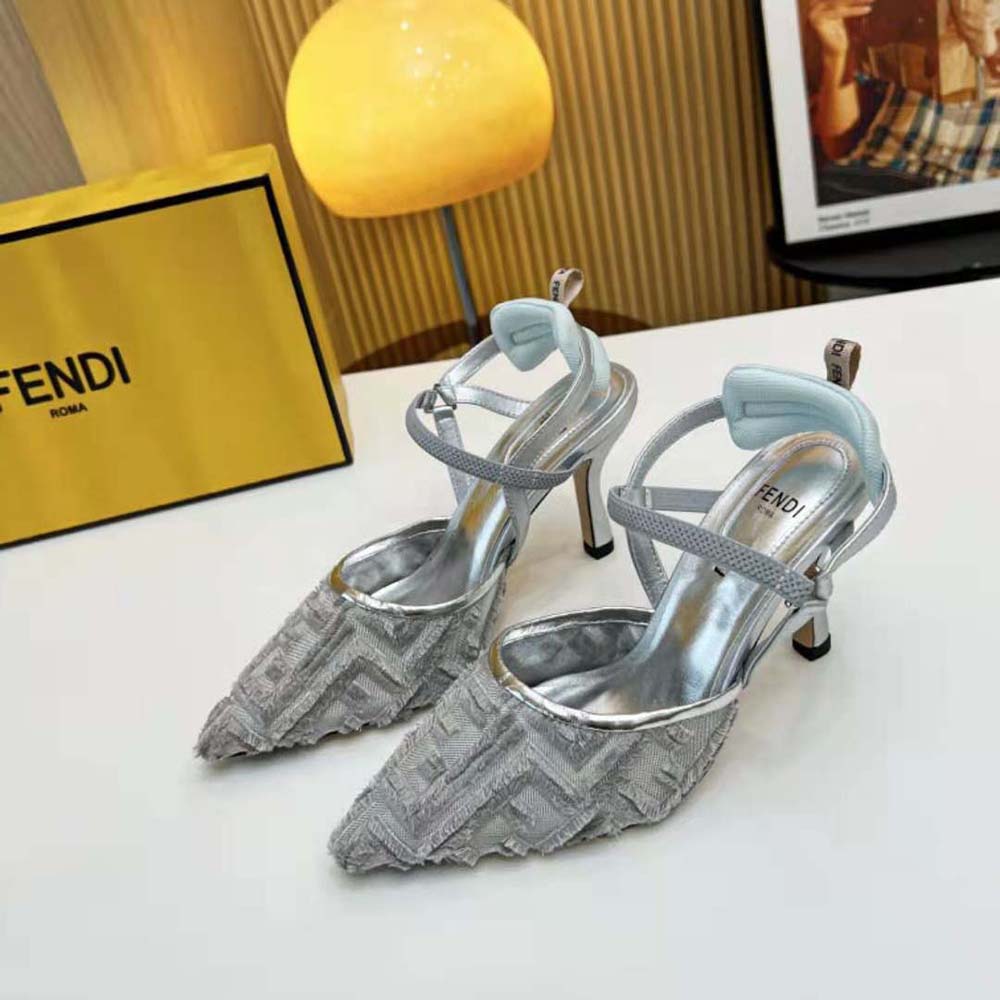 Rear angle showing adjustable buckle on Fendi Women Colibrì Lite slingbacks