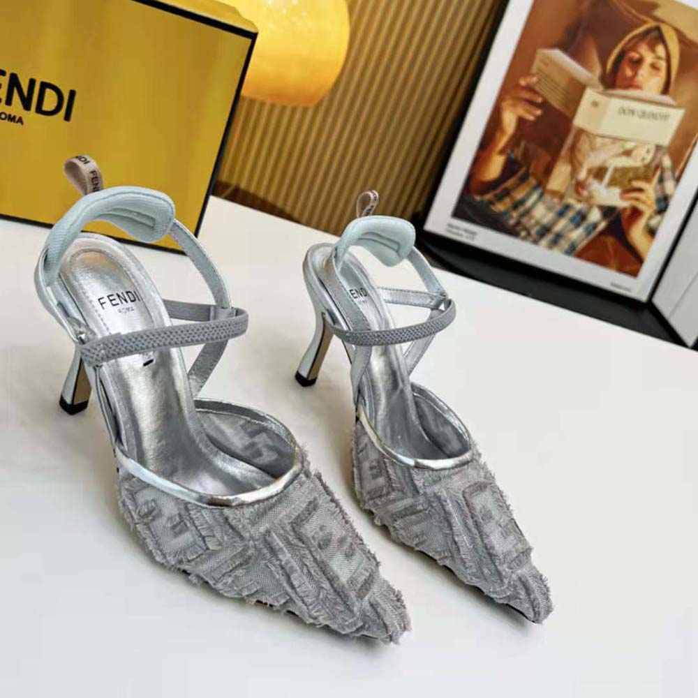 Fendi Women Colibrì Lite Silver Mesh High-Heeled Slingbacks - image 4