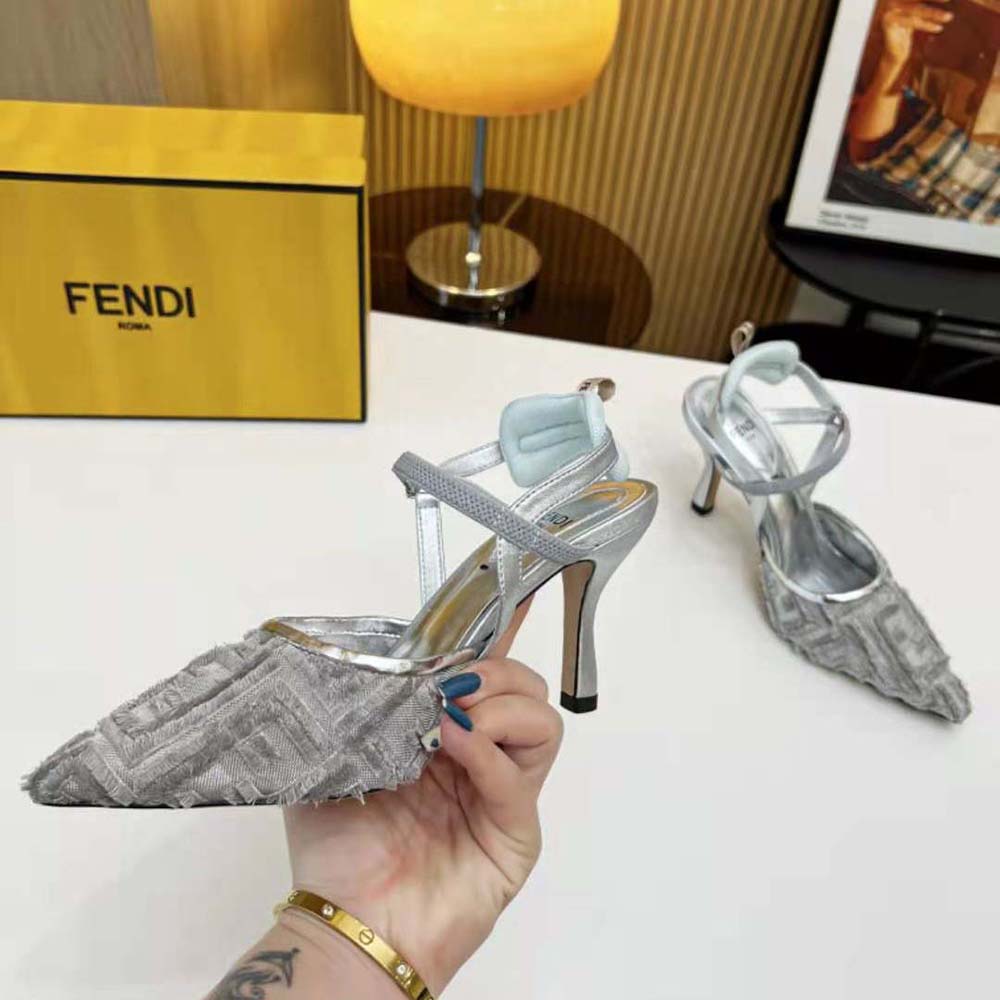 Fendi Women Colibrì Lite Silver Mesh High-Heeled Slingbacks - image 5