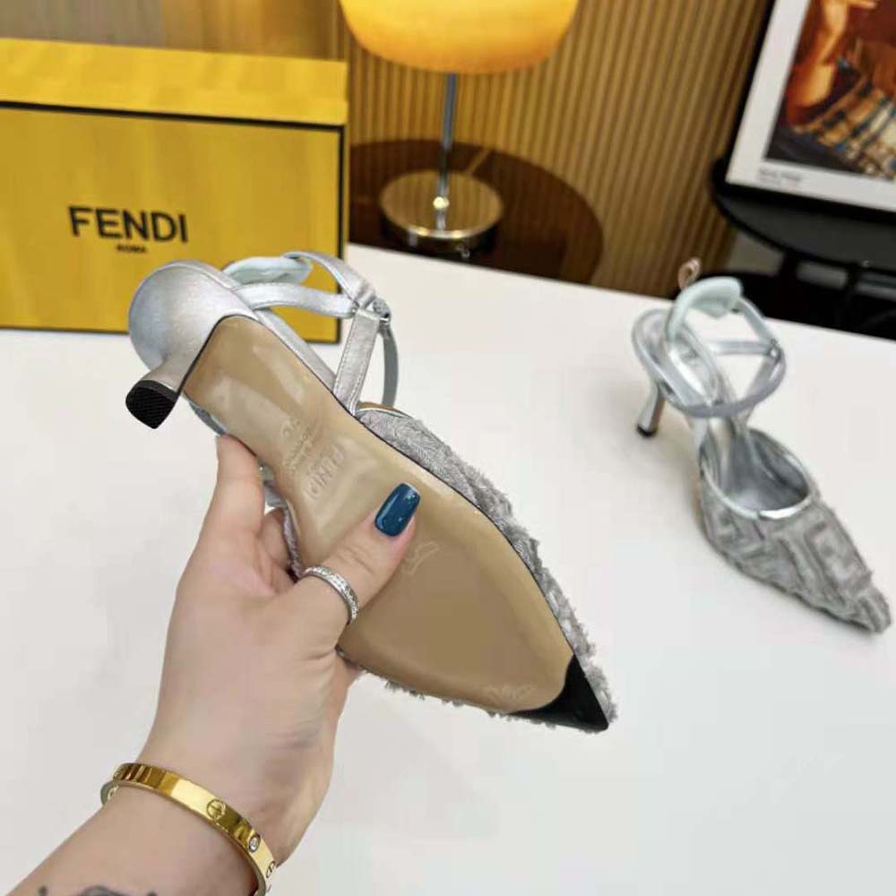 Fendi Women Colibrì Lite Silver Mesh High-Heeled Slingbacks - image 10