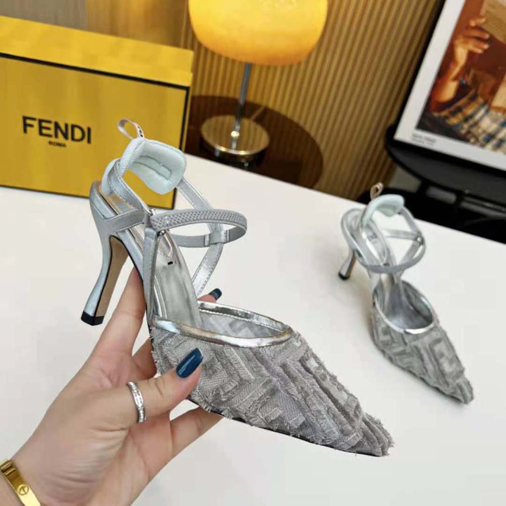 Fendi Women Colibrì Lite Silver Mesh High-Heeled Slingbacks - image 6