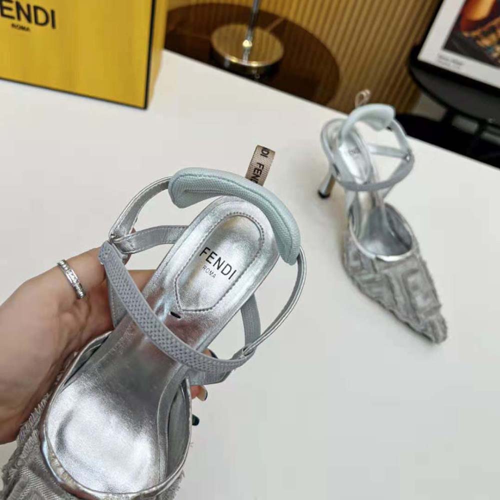 Fendi Women Colibrì Lite Silver Mesh High-Heeled Slingbacks - image 9