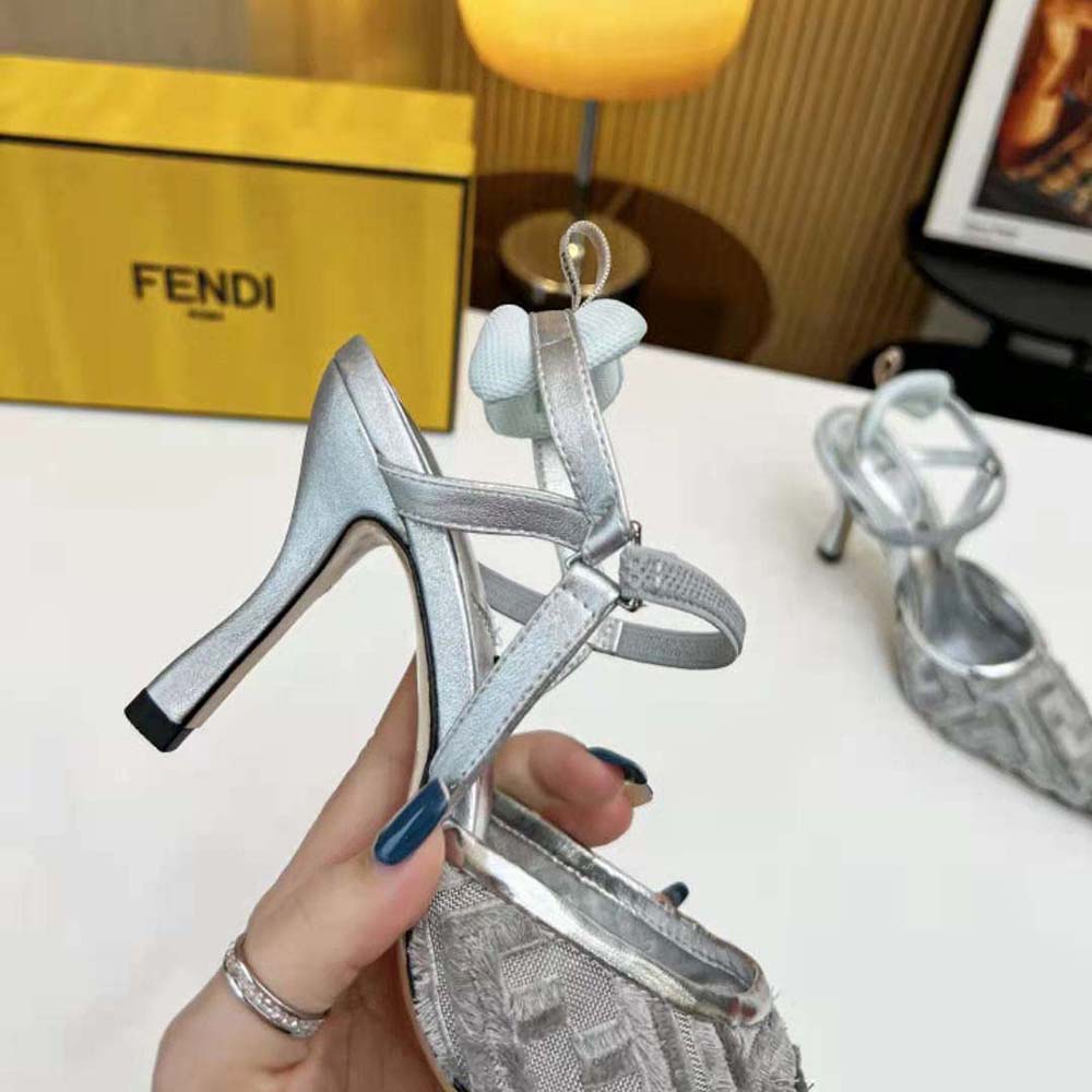 Fendi Women Colibrì Lite Silver Mesh High-Heeled Slingbacks - image 8
