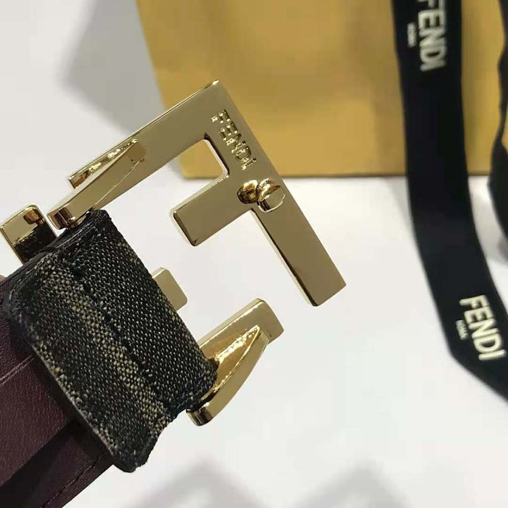 Fendi Women Dove Gray FF Jacquard Fabric Belt - image 5
