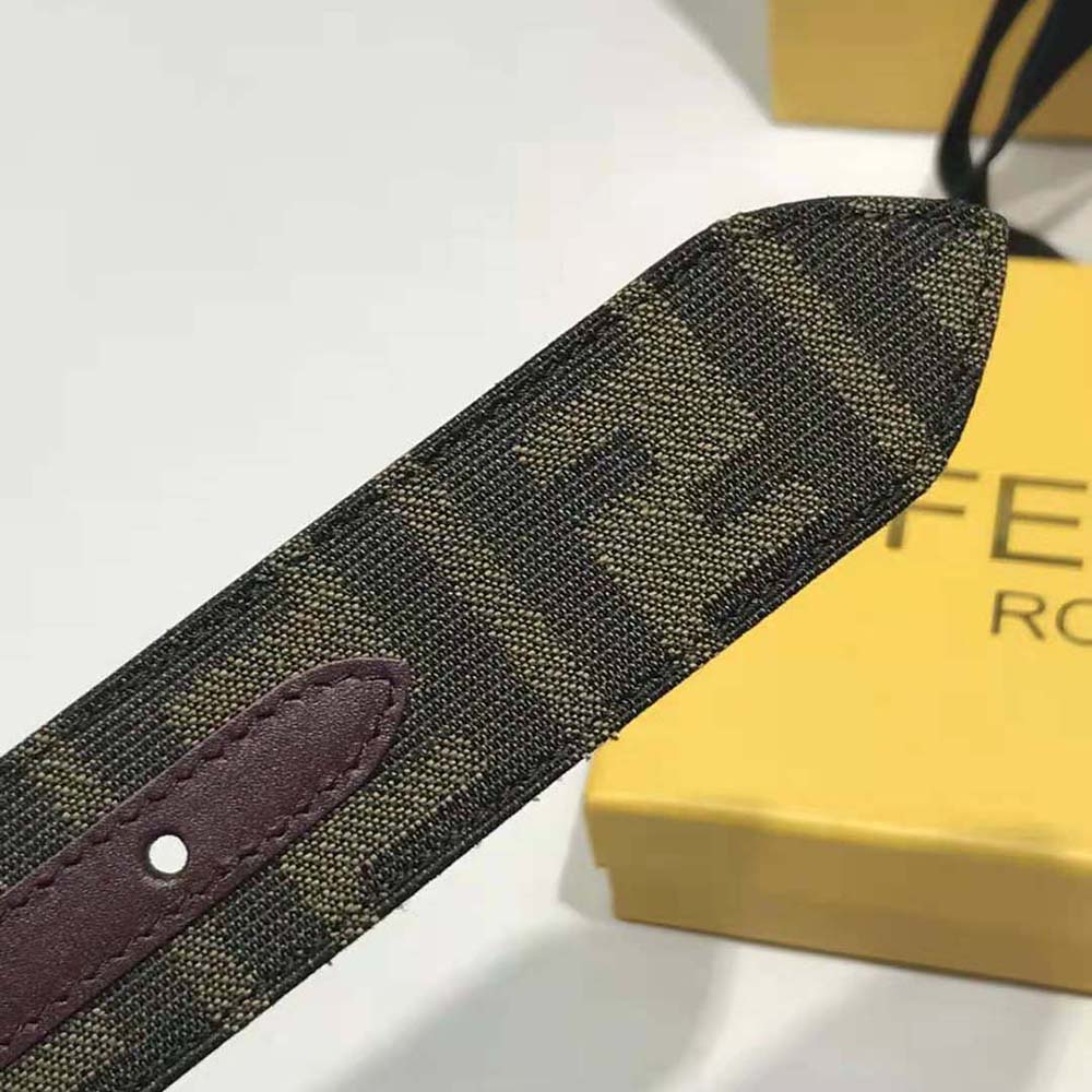 Fendi Women Dove Gray FF Jacquard Fabric Belt - image 7