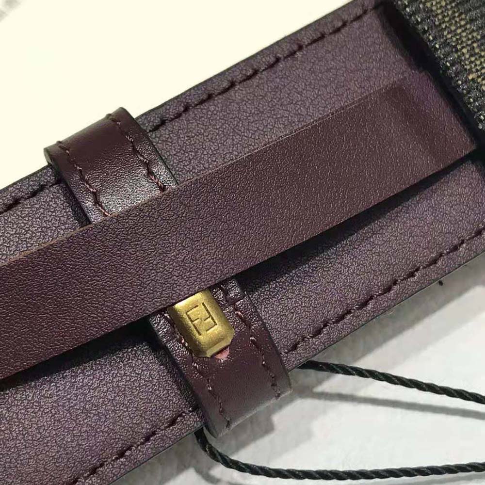 Fendi Women Dove Gray FF Jacquard Fabric Belt - image 10