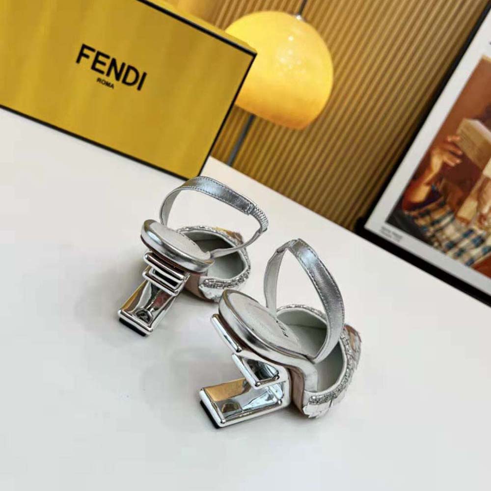 Fendi Women First Silver Sequin High-Heeled Slingback - image 8