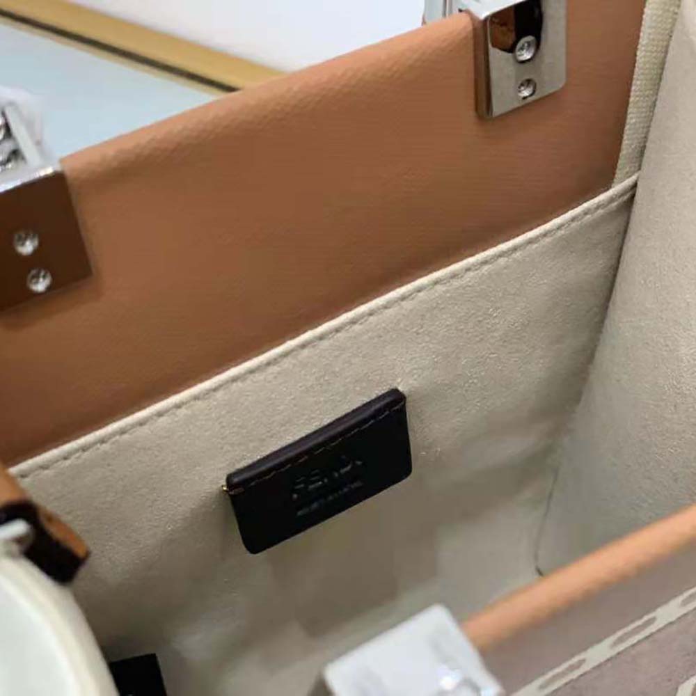 Fendi Women Mini Sunshine Shopper Brown Patent Leather and Canvas Mini-Bag - image 9