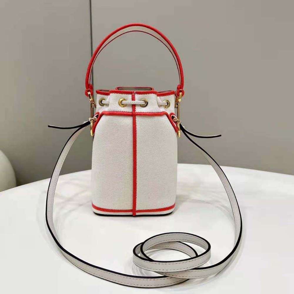 Fendi Women Mon Tresor Beige Canvas Mini-bag with Fendi Roma Embroidery - image 4