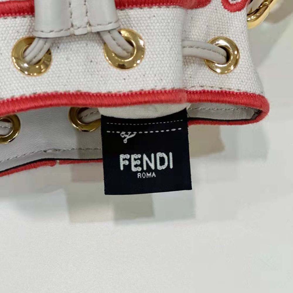 Fendi Women Mon Tresor Beige Canvas Mini-bag with Fendi Roma Embroidery - image 9