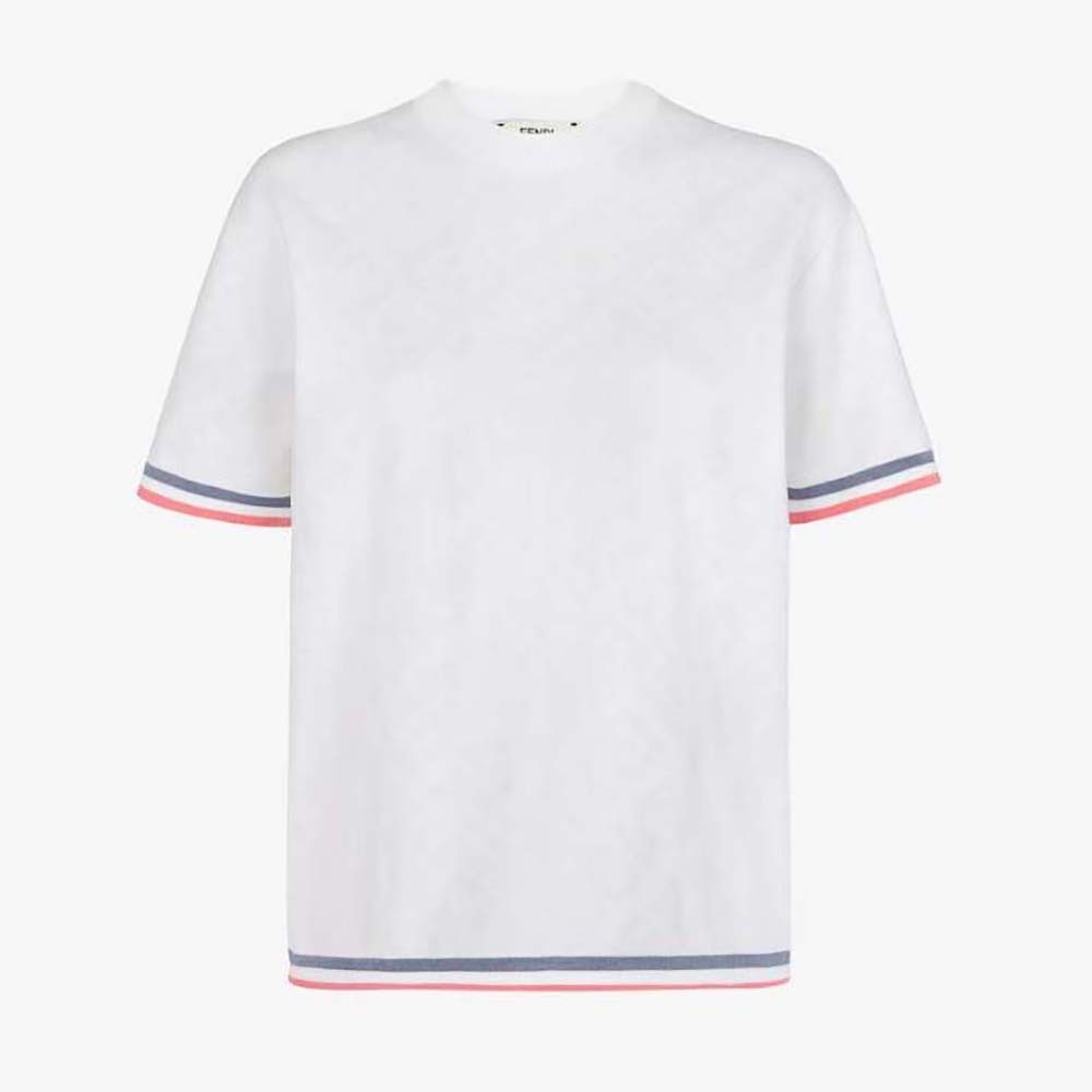 Front view of Fendi Women Sweater White Viscose Jumper on mannequin