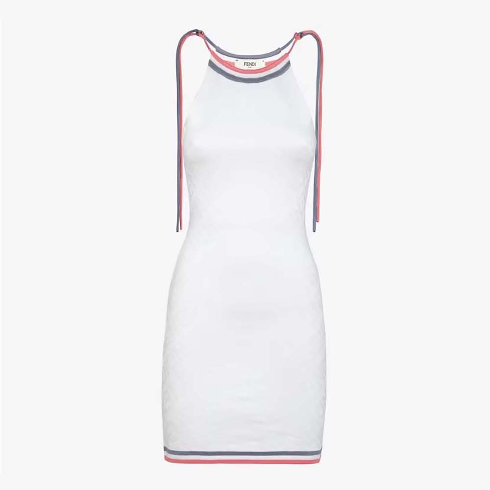 Front view of Fendi Women White Viscose Dress showing silhouette
