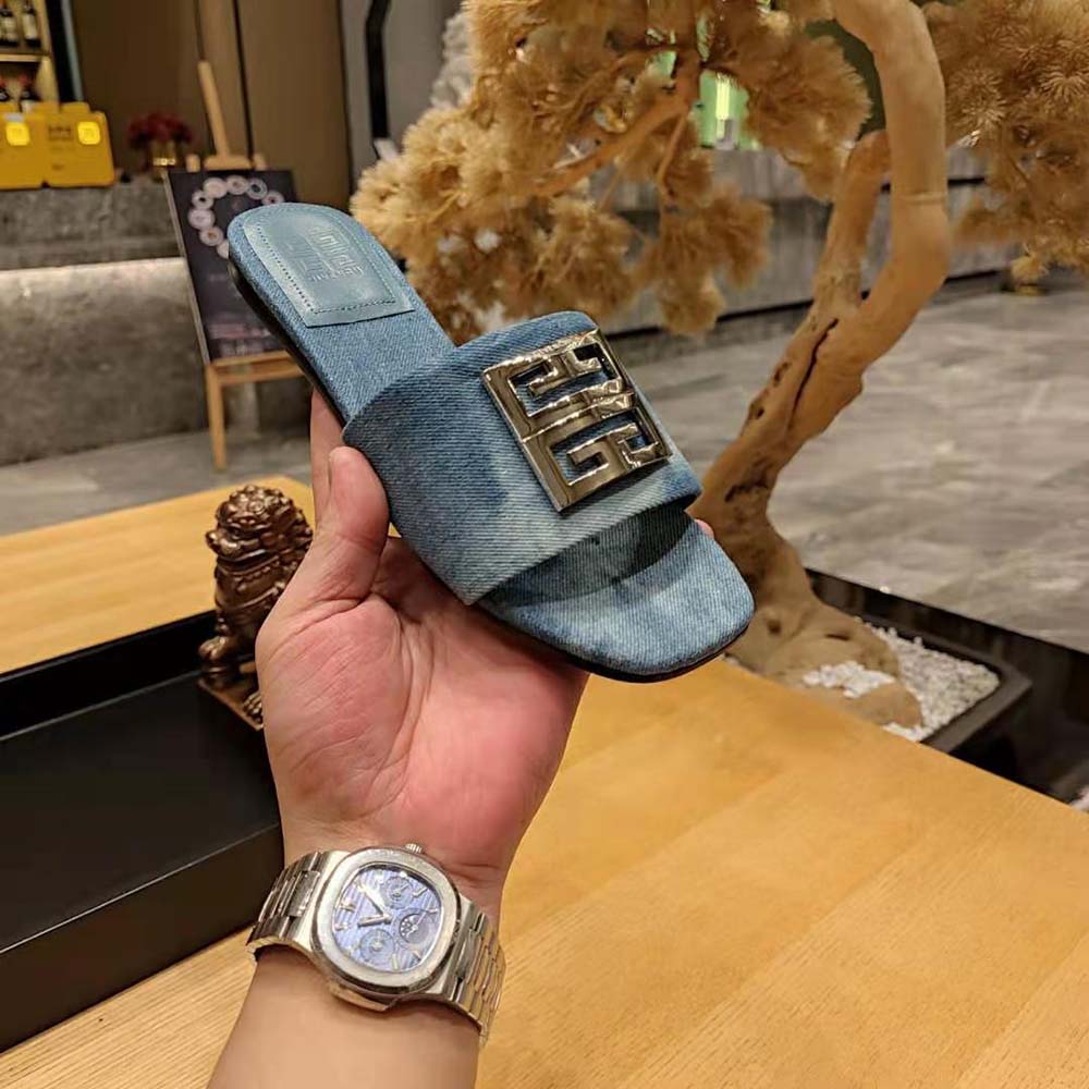 Givenchy Women 4G Mules in Washed Denim-Blue - image 7
