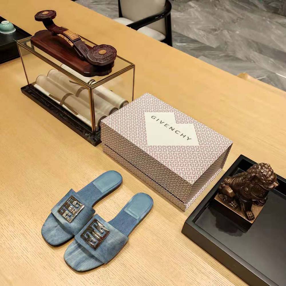 Givenchy Women 4G Mules in Washed Denim-Blue - image 4