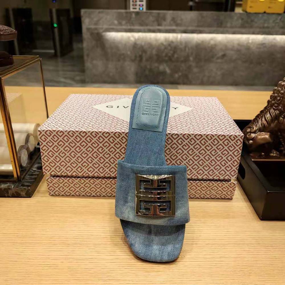 Givenchy Women 4G Mules in Washed Denim-Blue - image 6