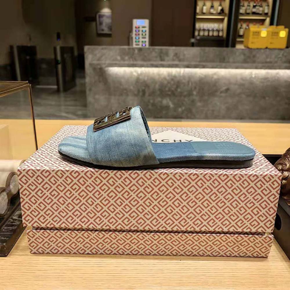 Givenchy Women 4G Mules in Washed Denim-Blue - image 8