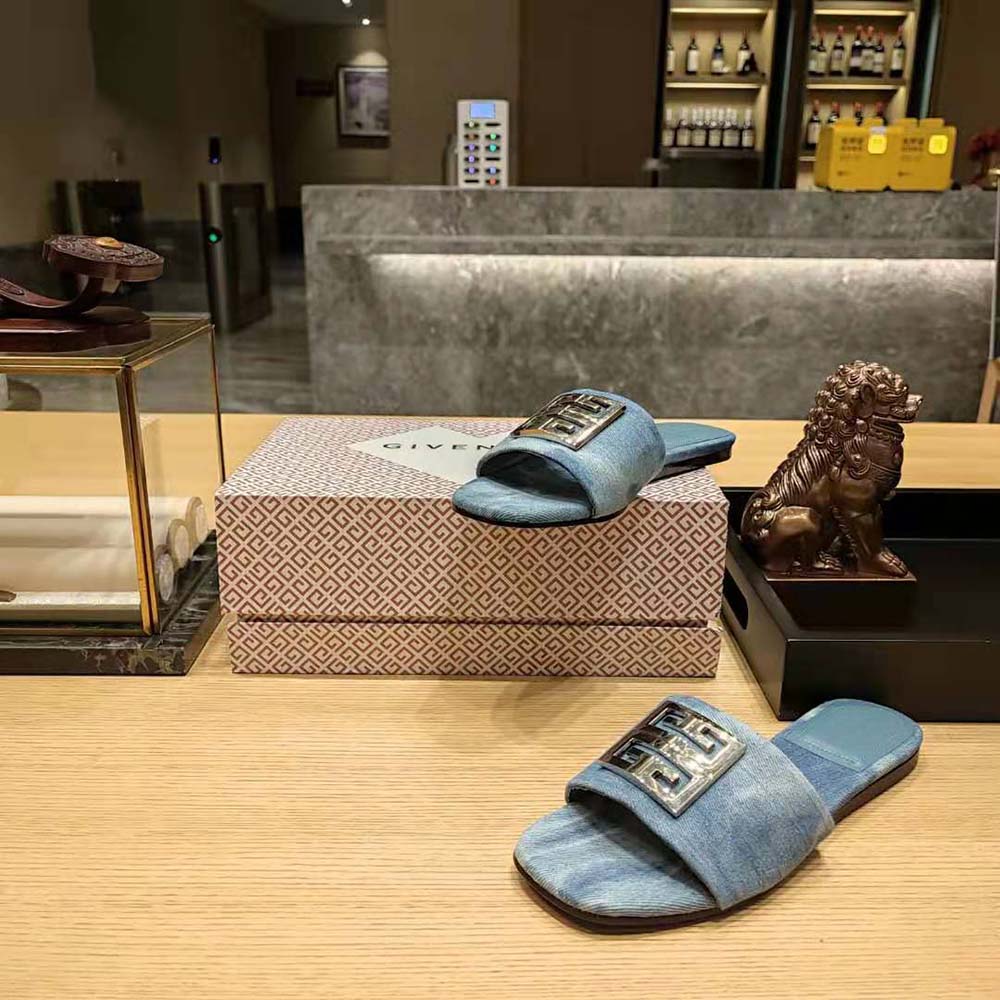 Givenchy Women 4G Mules in Washed Denim-Blue - image 5