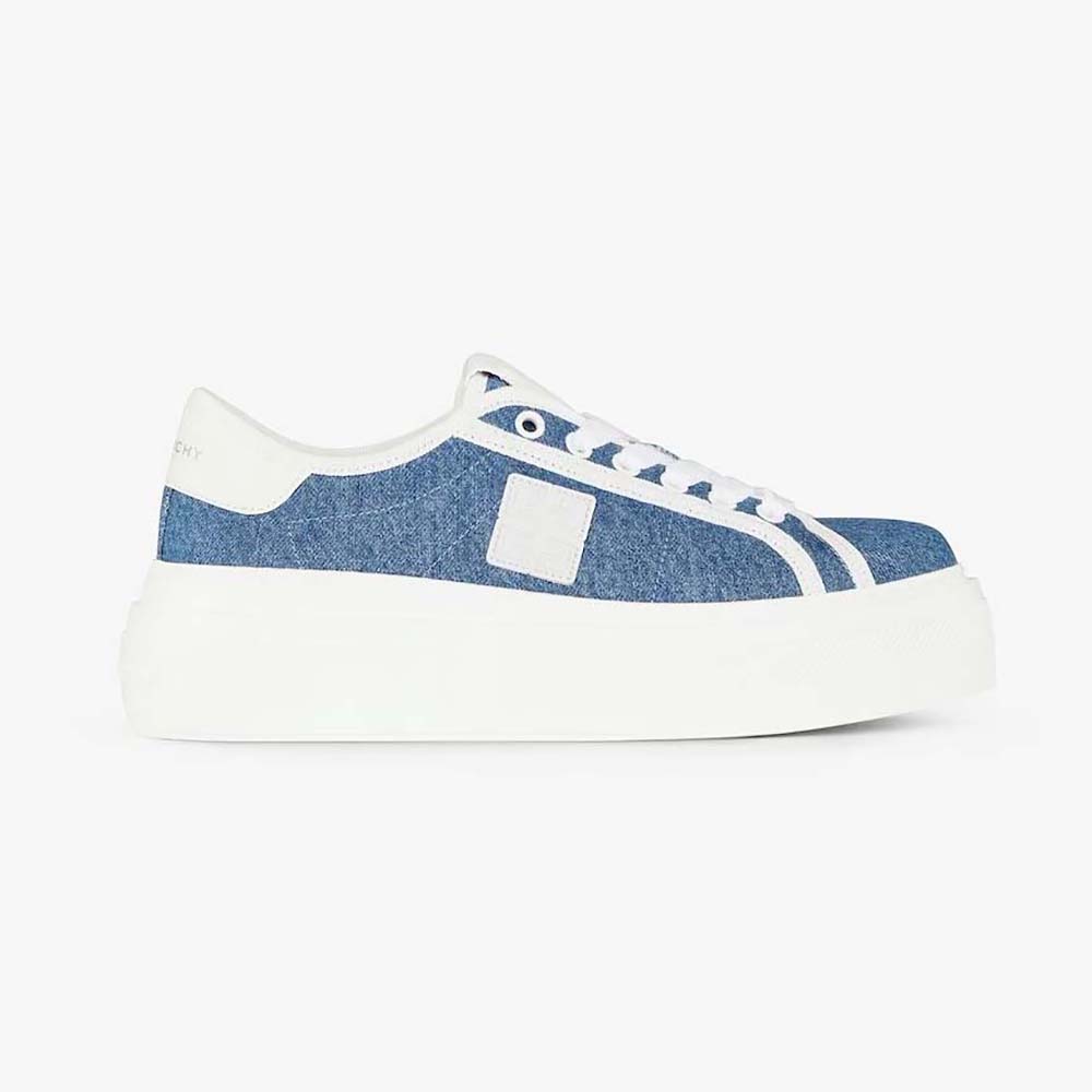 Side profile of Givenchy Women City Platform Sneakers in Denim-Blue