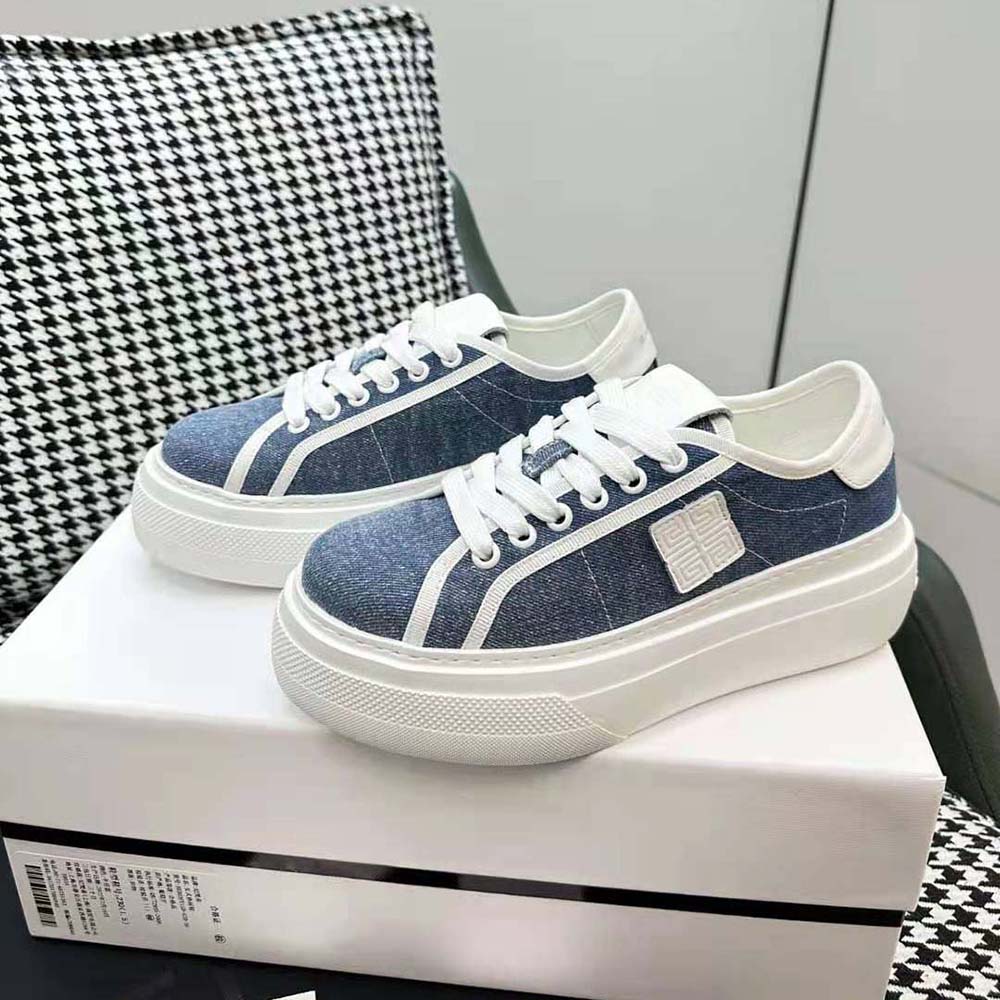 Givenchy Women City Platform Sneakers in Denim-Blue - image 4