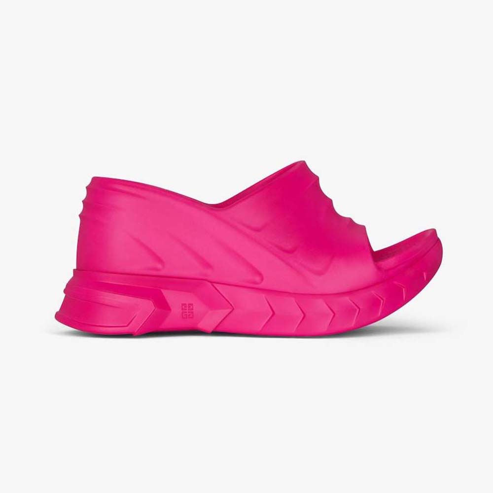 Side angle of Givenchy Women Marshmallow Wedge Sandals in Rubber-Pink