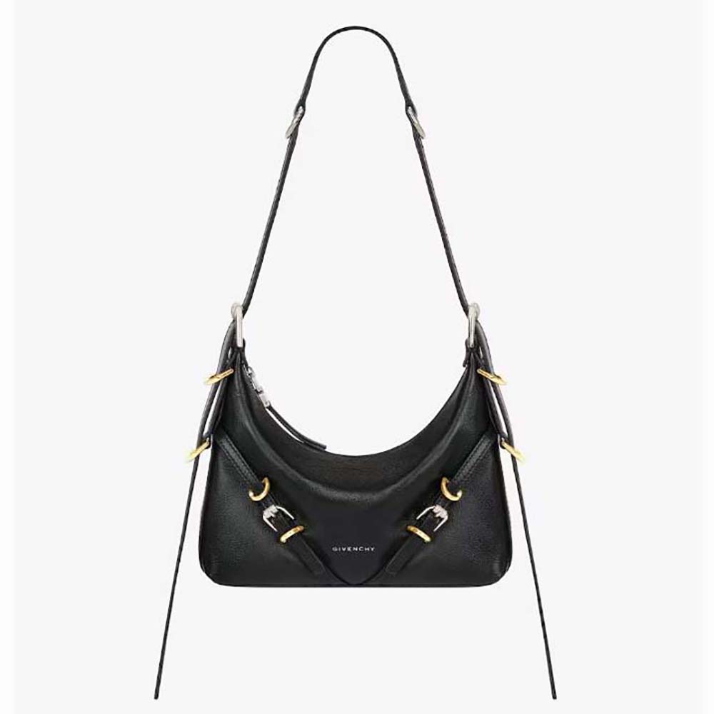 Front view of Givenchy Women Mini Voyou Bag in Leather-Black