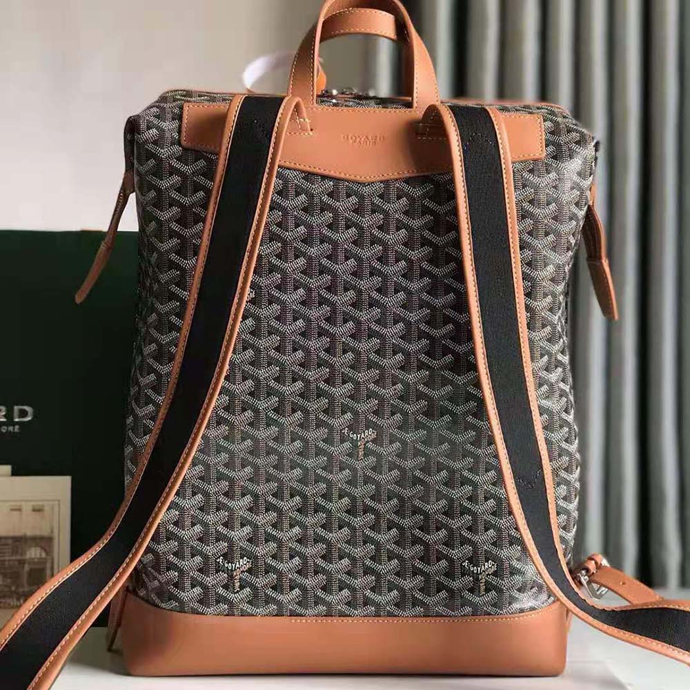 Side angle showing adjustable straps on Goyard Sac A Dos Cisalpin