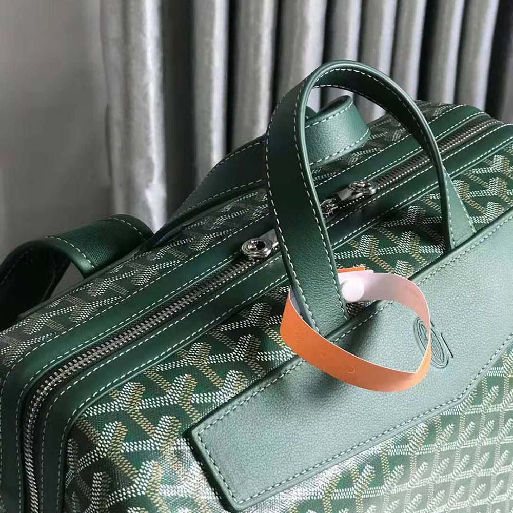 Goyard Women Sac A Dos Cisalpin in Goyardine Canvas & Chevroches Calfskin-Green - image 6