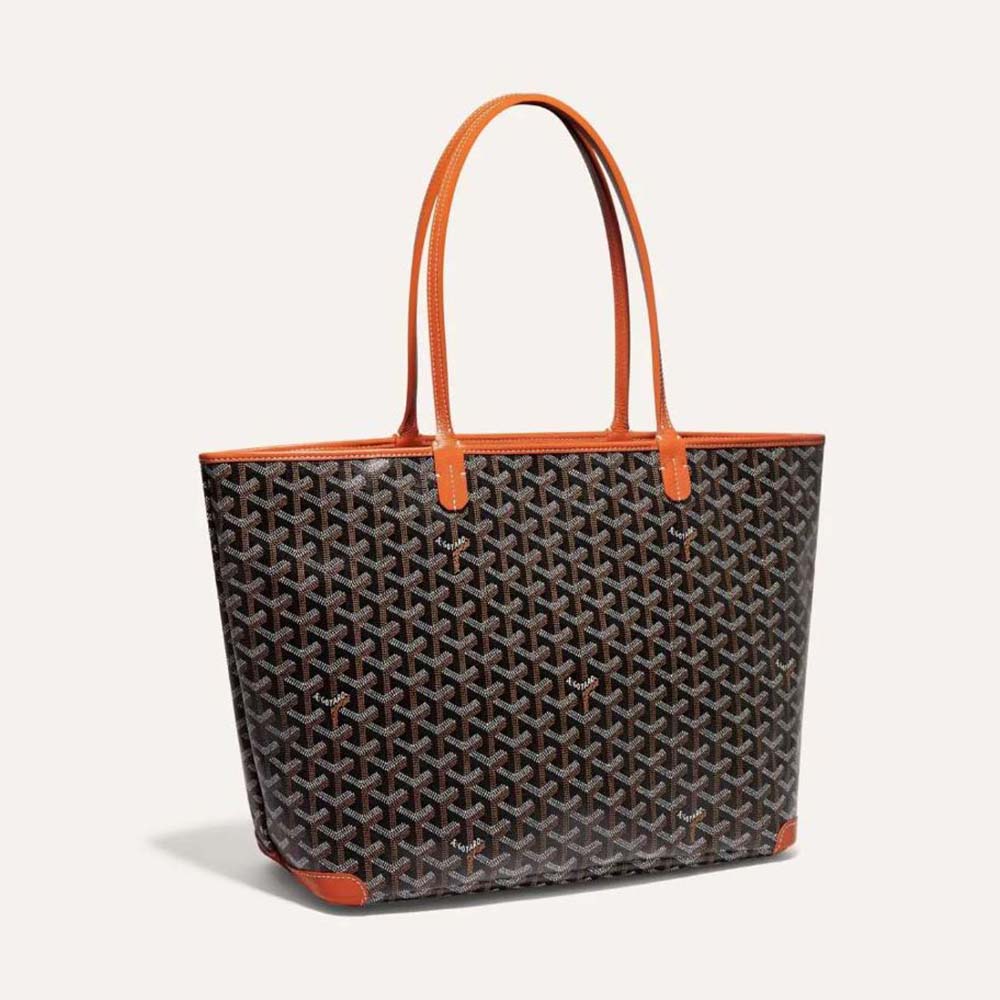 Front view of Goyard Women Sac Artois MM in brown Goyardine canvas