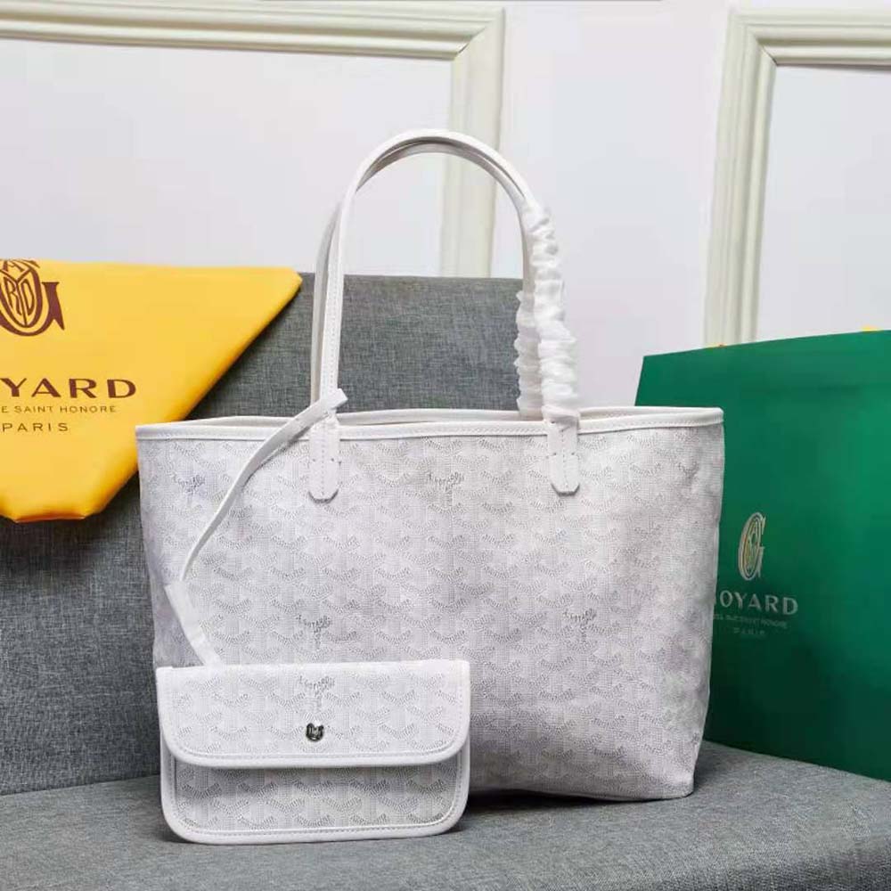 Close-up of silver hardware and signature pattern on Goyard Women Sac Artois MM