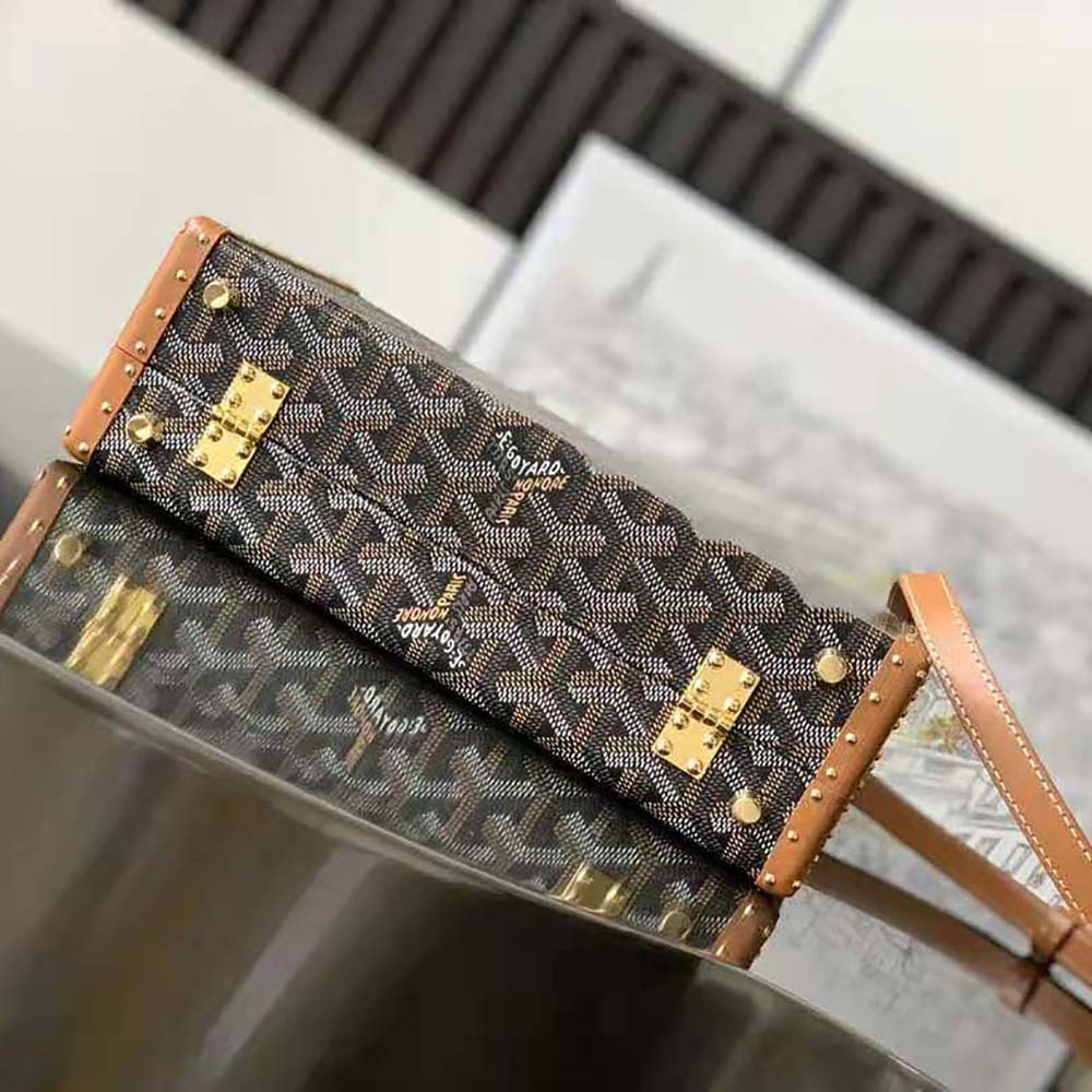 Goyard Women Sac Malle Grand Hôtel in Goyardine Canvas & Clamecy Calfskin-Brown - image 5